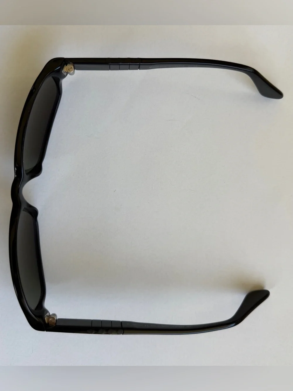 Vintage Persol Black Rectangular Sunglasses Silver Arrow Italy